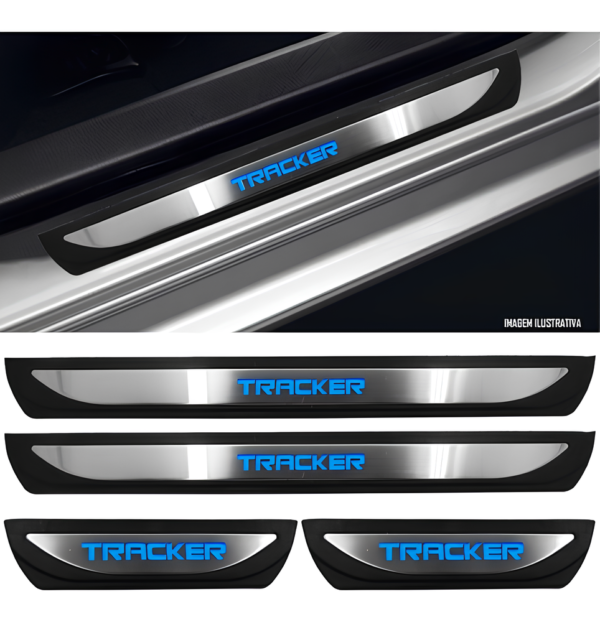 Kit Soleiras Em Led Gm Tracker 2013 2023 Aço Inox Escovado - Imagem 3