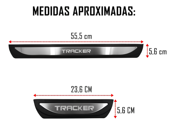 Kit Soleiras Em Led Gm Tracker 2013 2023 Aço Inox Escovado - Imagem 4