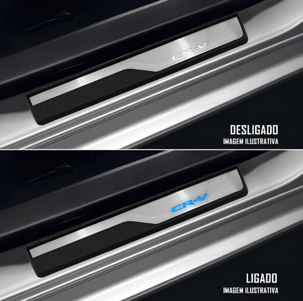 Kit Soleiras Em Led Honda Crv 2012 2022 Aço Inox Escovado - Imagem 3