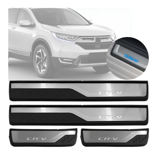 Kit Soleiras Em Led Honda Crv 2012 2022 Aço Inox Escovado