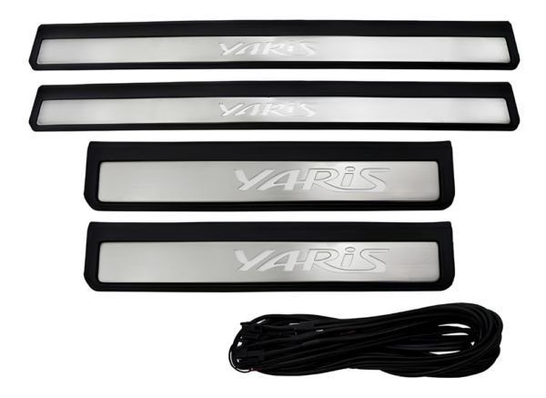 Kit Soleiras Em Led Toyota Yaris 2018 2022 Aço Inox Escovado - Imagem 2