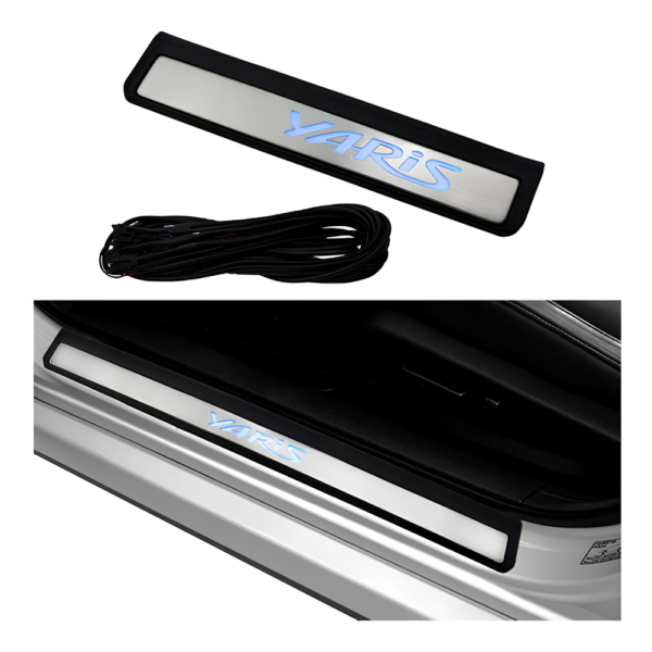 Kit Soleiras Em Led Toyota Yaris 2018 2022 Aço Inox Escovado - Imagem 3