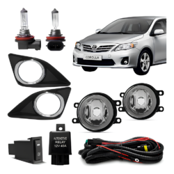 Kit Farol Auxiliar Milha Neblina Corolla Aro Cromado 2009 Á 2014