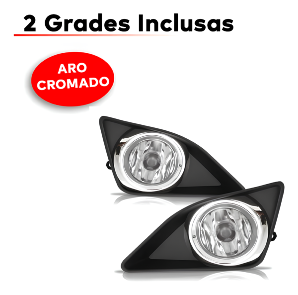 Kit Farol Auxiliar Milha Neblina Corolla Aro Cromado 2009 Á 2014 - Imagem 4