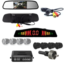 Kit Retrovisor Lcd + Sensor De Estacionamento e Camera De Ré Infravermelho