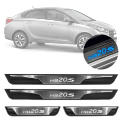 Kit Soleiras Em Led Hyundai Hb20s 2012 2021 Aço Inox Escovado