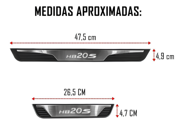 Kit Soleiras Em Led Hyundai Hb20s 2012 2021 Aço Inox Escovado - Imagem 4