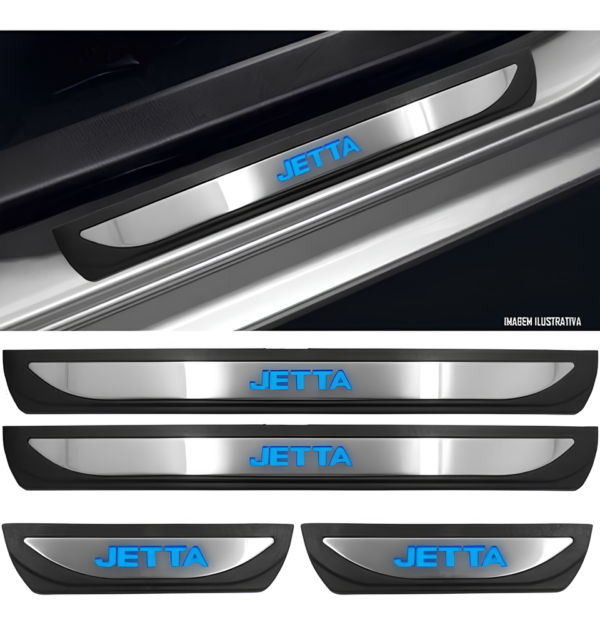 Kit Soleiras Em Led Jetta 2020 2022 Aço Inox Escovado - Imagem 2