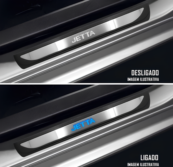 Kit Soleiras Em Led Jetta 2020 2022 Aço Inox Escovado - Imagem 3