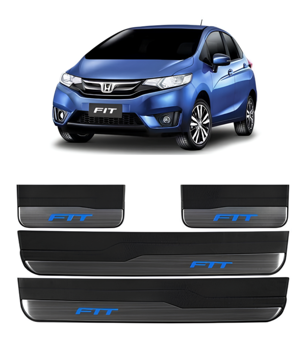 Kit Soleiras Em Led Honda Fit 2015 2022 Aço Inox Escovado