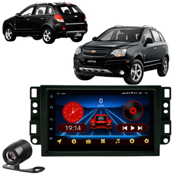 Central Multimídia Android 13 Carplay Android Auto Sem Fio 2gb 64gb Quadcore + Moldura Captiva Camera De Ré