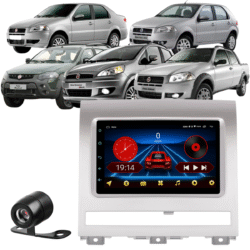 Central Multimídia Android 13 Carplay Android Auto Sem Fio 2gb 64gb Quadcore + Moldura Palio Siena Strada Camera De Ré