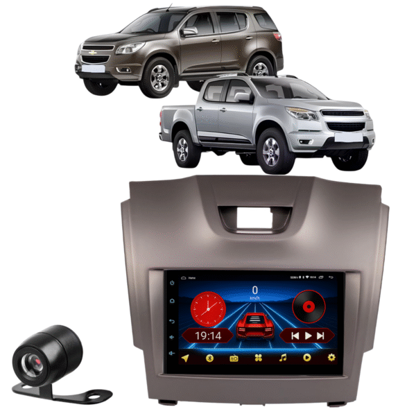Central Multimídia Android 13 Carplay Android Auto Sem Fio 2gb 64gb Quadcore + Moldura S10 Trailblazer Camera De Ré