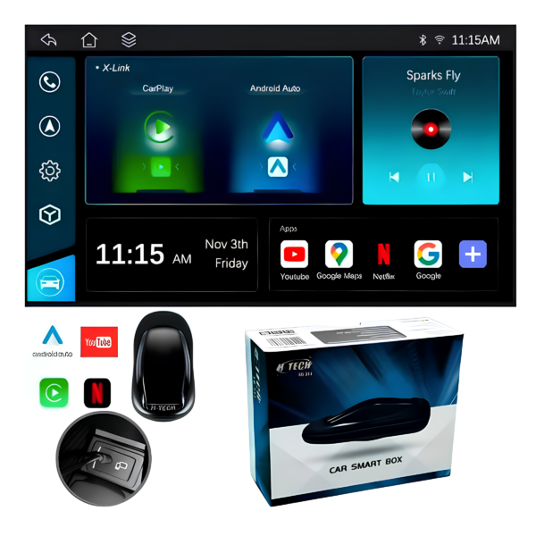 Streaming Box H-tech Automotivo 2gb 32gb Carplay Androidauto - Imagem 2