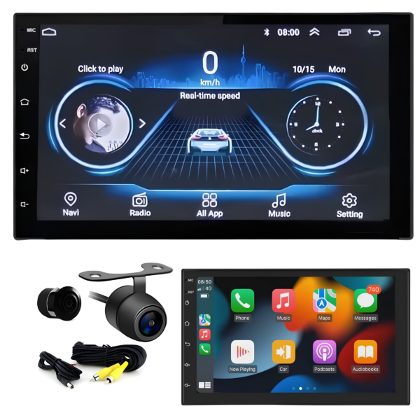 Central Mp5 Android Auto Carplay Fiat Punto Moldura E Camera - Imagem 2