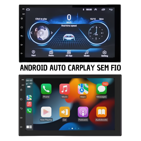Central Mp5 Android Auto Carplay Fiat Punto Moldura E Camera - Imagem 4
