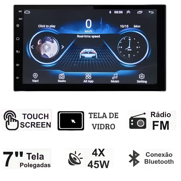 Central Mp5 Android Auto Carplay Fiat Punto Moldura E Camera - Imagem 3