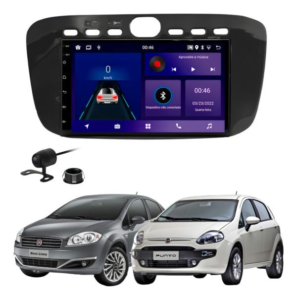 Central Multimidia Fiat Punto Linea Android 13 4gb 64gb Moldura e Câmera de Ré