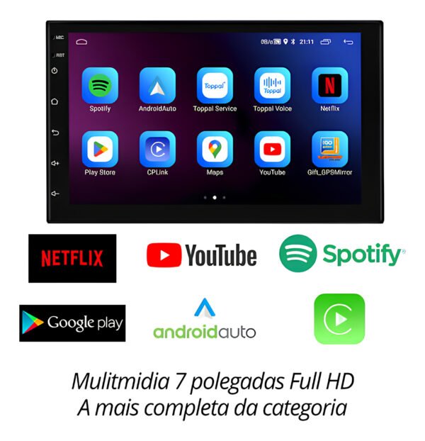 Central Multimidia Fiat Punto Linea Android 13 4gb 64gb Moldura e Câmera de Ré - Imagem 3