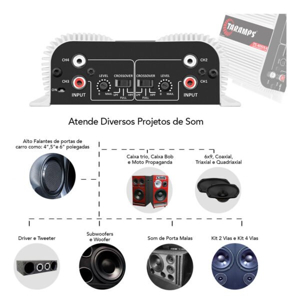 Modulo Taramps Ts400x4 Amplificador 400w Digital 400rms 4 Canais Ts 400 2 Ohms - Image 7