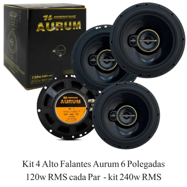 Kit 4 Alto Falantes Fox Gol Voyage Hurricane Aurum 6 polegadas 120w RMS par - Imagem 3