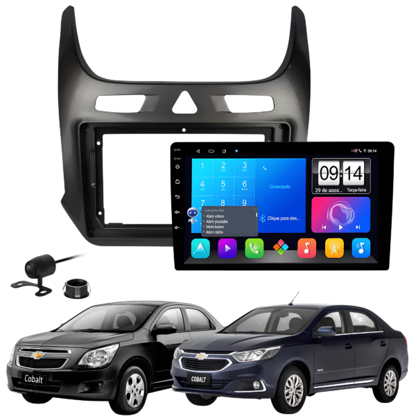 Multimidia 9 Polegadas Android 13 2gb 32gb E-Tech Carplay Cobalt Moldura