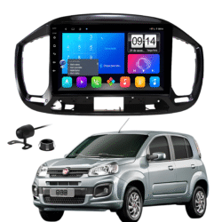 Multimidia 9 Polegadas Android 13 2gb 32gb E-Tech Carplay Novo Fiat Uno Moldura