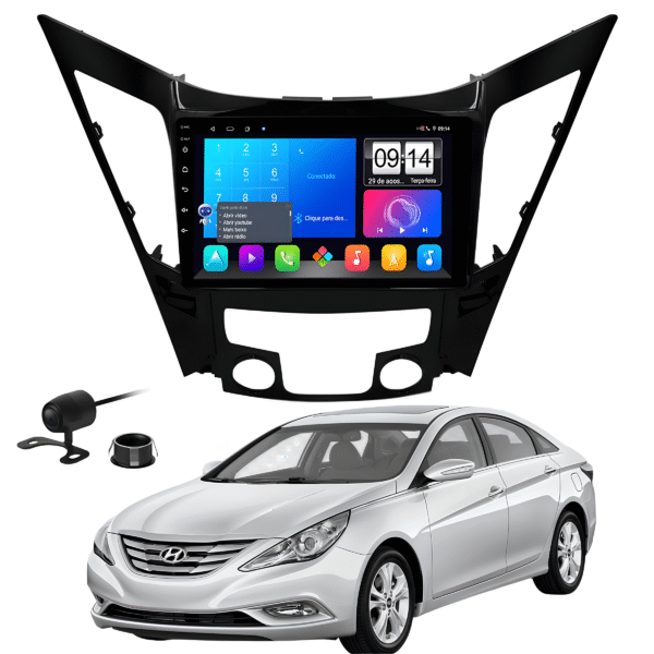 Multimidia 9 Polegadas Android 13 2gb 32gb E-Tech Carplay Hyundai Sonata Moldura