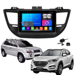 Multimidia 9 Polegadas Android 13 2gb 32gb E-Tech Carplay Tucson Moldura Preta