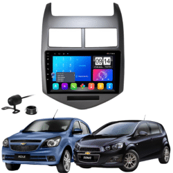 Multimidia 9 Polegadas Android 13 2gb 32gb E-Tech Carplay Agile Sonic Moldura
