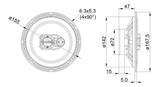 Bravox B3X60 X 6 " Preto/Prata Triaxial Auto Falante 6 120RMS - Imagem 3