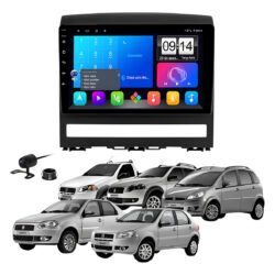 Multimidia 9 Polegadas Android 13 2gb 32gb E-Tech Carplay Palio Strada Idea Moldura