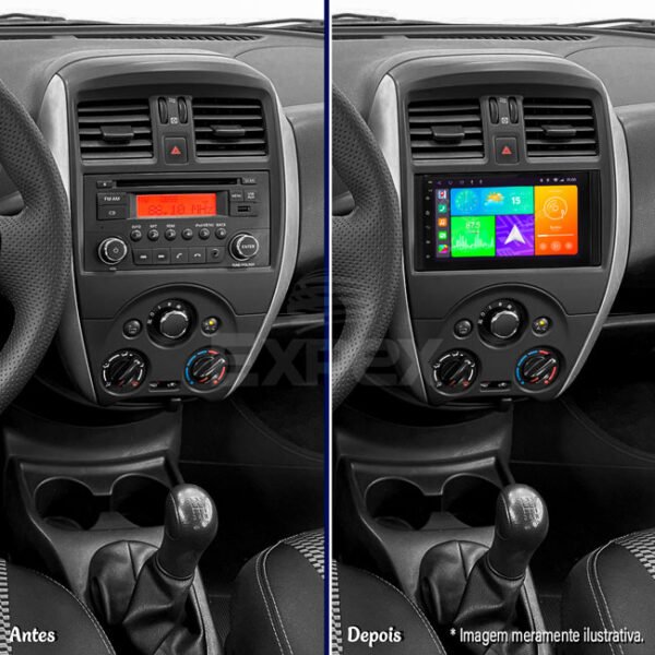 MOLDURA 2 DIN PRETA NEW MARCH 2014 > 2016 / VERSA 2014 > 2019 / SENTRA 2014 > 2018 JAPONÊS / CHINÊS - Imagem 2