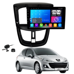 Multimidia 9 Polegadas Android 13 2gb 32gb E-Tech Carplay Peugeot 207 Moldura