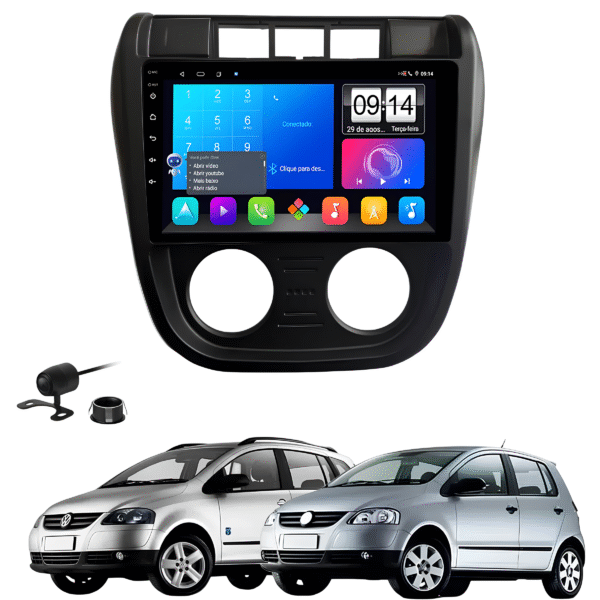 Multimidia 9 Polegadas Android 13 2gb 32gb E-Tech Carplay Fox Spacefox Moldura