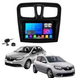 Multimidia 9 Polegadas Android 13 2gb 32gb E-Tech Carplay Sandero Logan Moldura