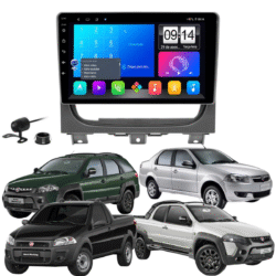 Multimidia 9 Polegadas Android 13 2gb 32gb E-Tech Carplay Strada Siena El Palio Moldura