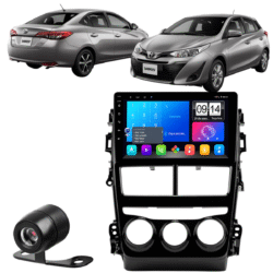 Multimidia 9pol Android 13 2gb 32gb E-Tech Carplay Yaris Moldura