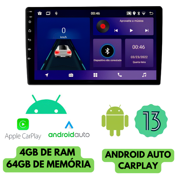 Multimidia 9 Polegadas Android 13 4gb 64gb Qled Carplay Sandero Logan Moldura e Camera De Ré - Imagem 2